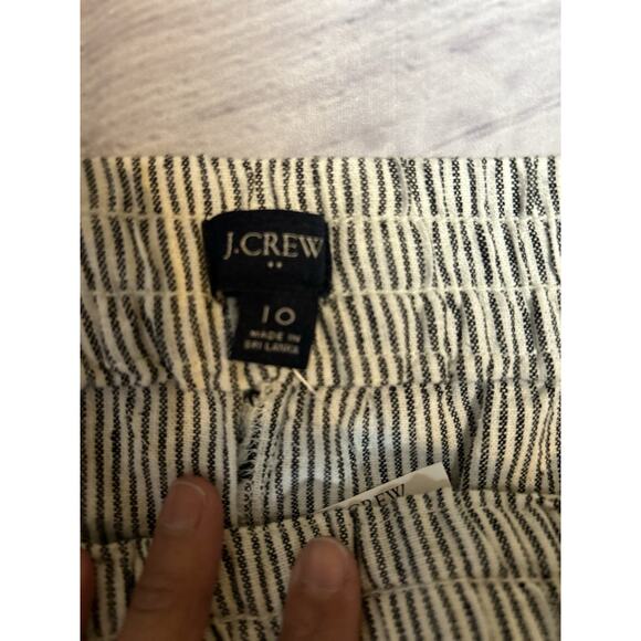 NWT J. Crew Re-Imagined Striped Linen Blend Drawstring Cropped Pants Size 10 - Picture 4 of 5
